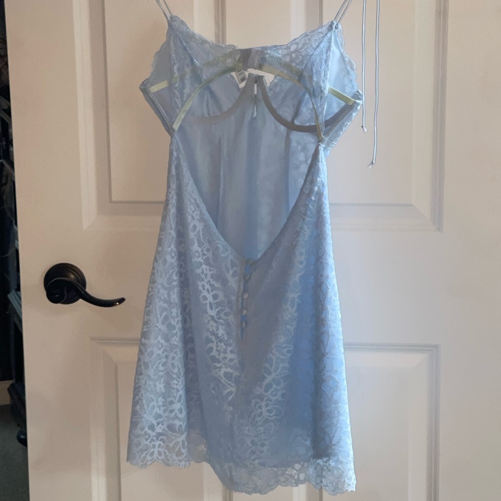 FOR LOVE & LEMONS Creamsicle Lace Slip Dress 27985 Light Baby Blue Flower Medium - Picture 8 of 9